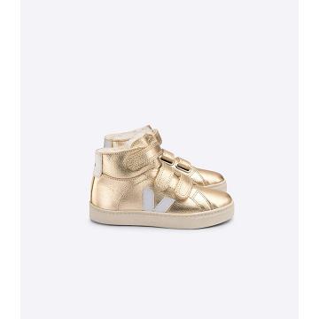 Veja ESPLAR MID FURED LEATHER Kids' High Tops Gold | NZ 698JPQ